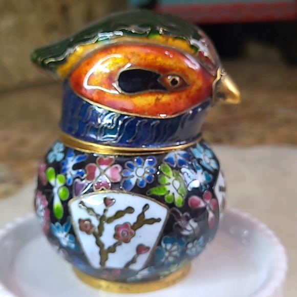 Vintage Cloisonne Pheasant trinket box - Picture 4 of 5